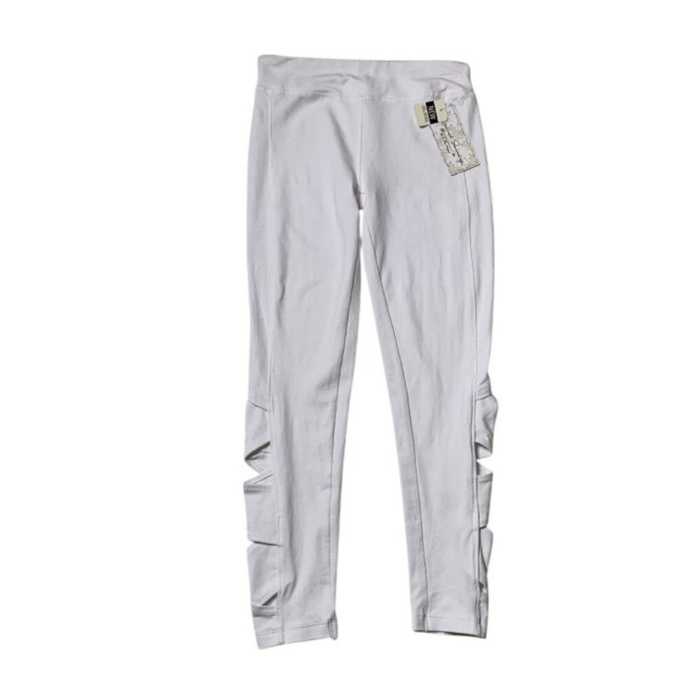 French Laundry Women's Sz Small Leggings White Yoga Pants Waist Side Cutouts NEW
